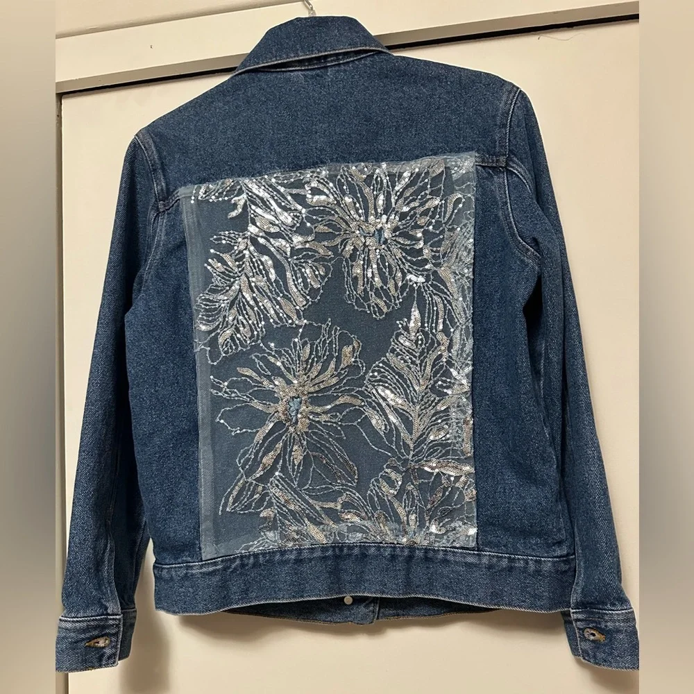 Divided H&M Upcycled Denim Jacket with Added Embellishments